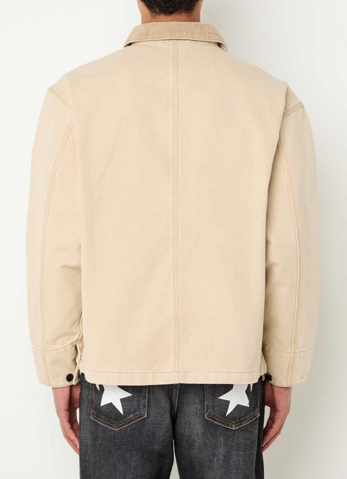 Bape Jack met opgestikte zakken en jacquard dessin - achterkant 3 beige