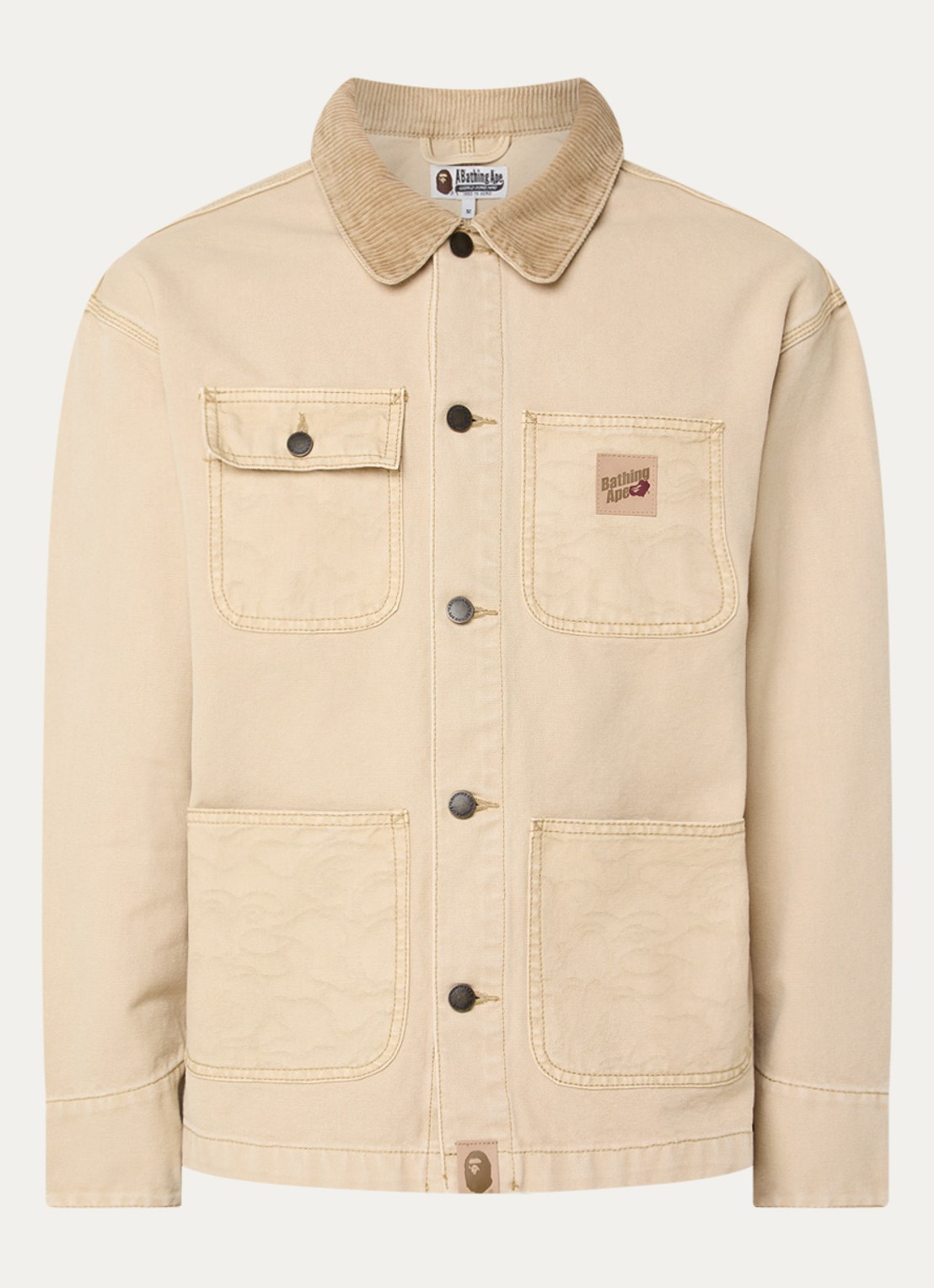 Bape Jack met opgestikte zakken en jacquard dessin - voorkant beige