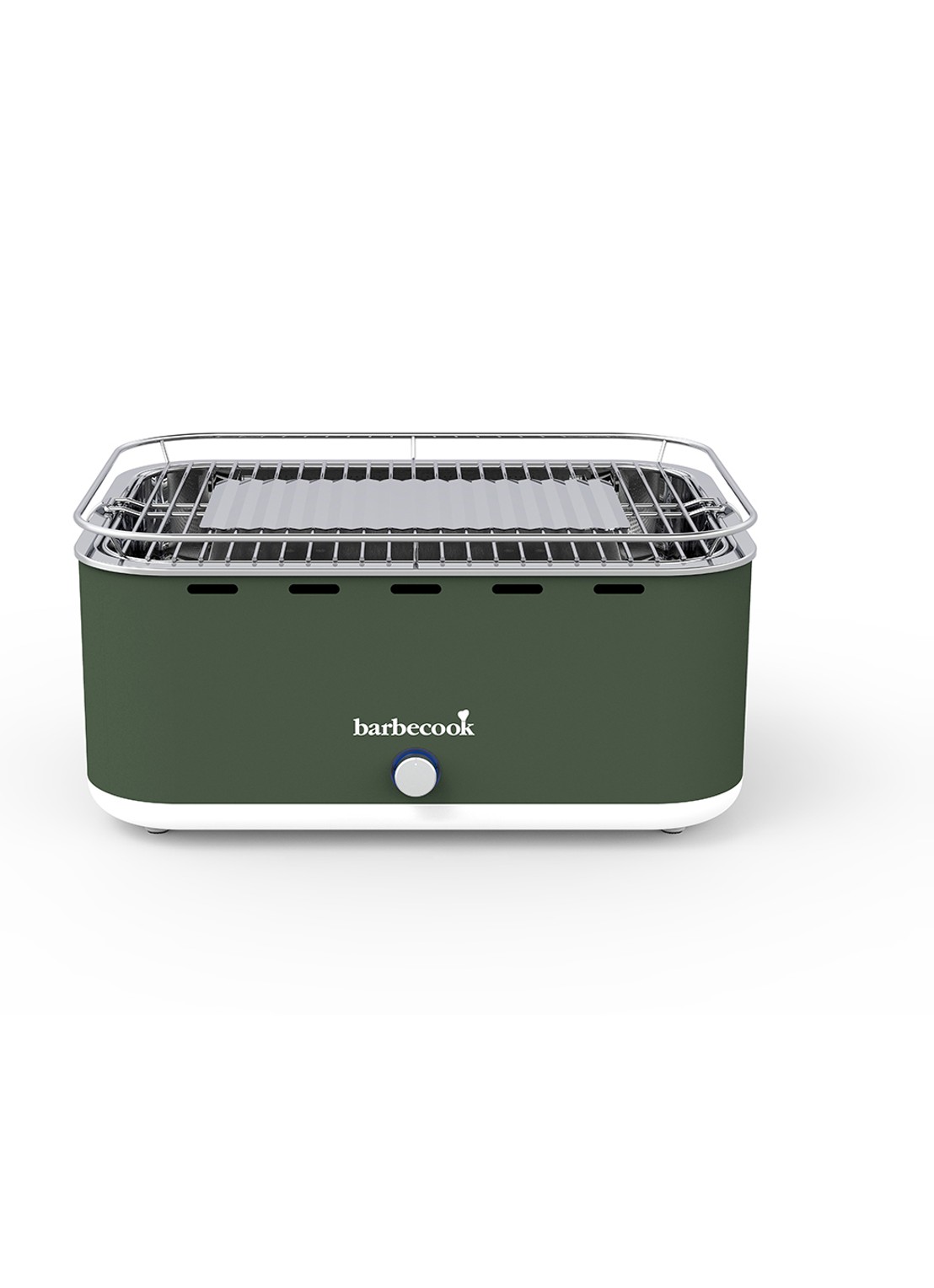 Barbecook Carlo houtskoolbarbecue 43,5 x 32,3 cm  - voorkant legergroen