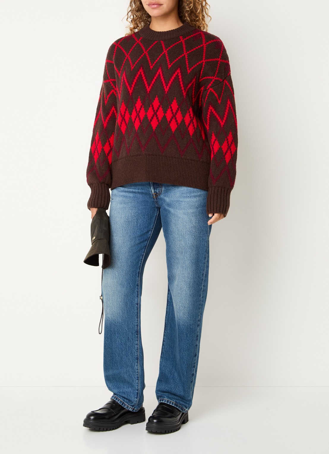 Barbour Adina grofgebreide trui met ruitdessin - voorkant 4 multicolor