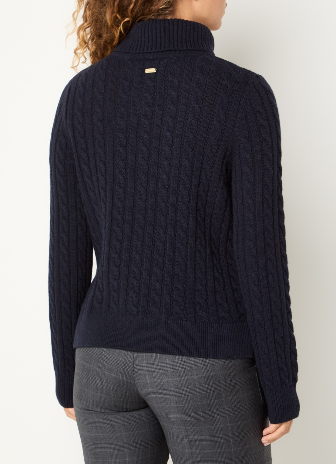 Barbour Ambleside grofgebreide trui met col - achterkant 2 blauw