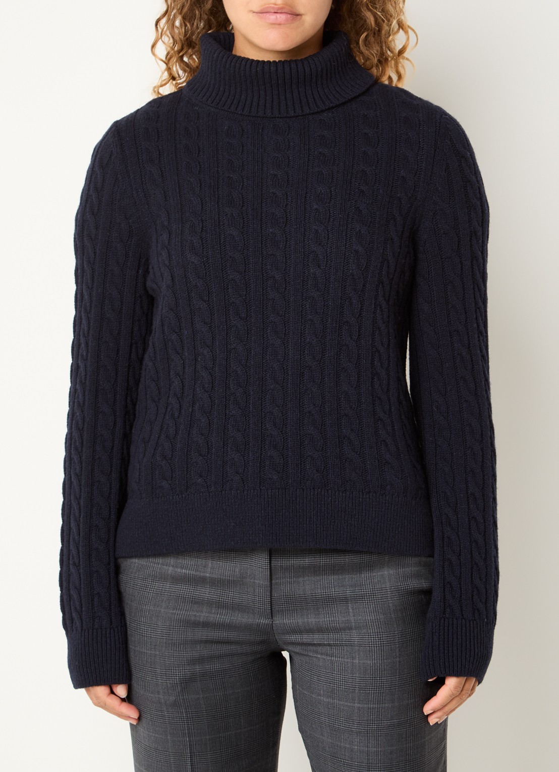 Barbour Ambleside grofgebreide trui met col - detail blauw