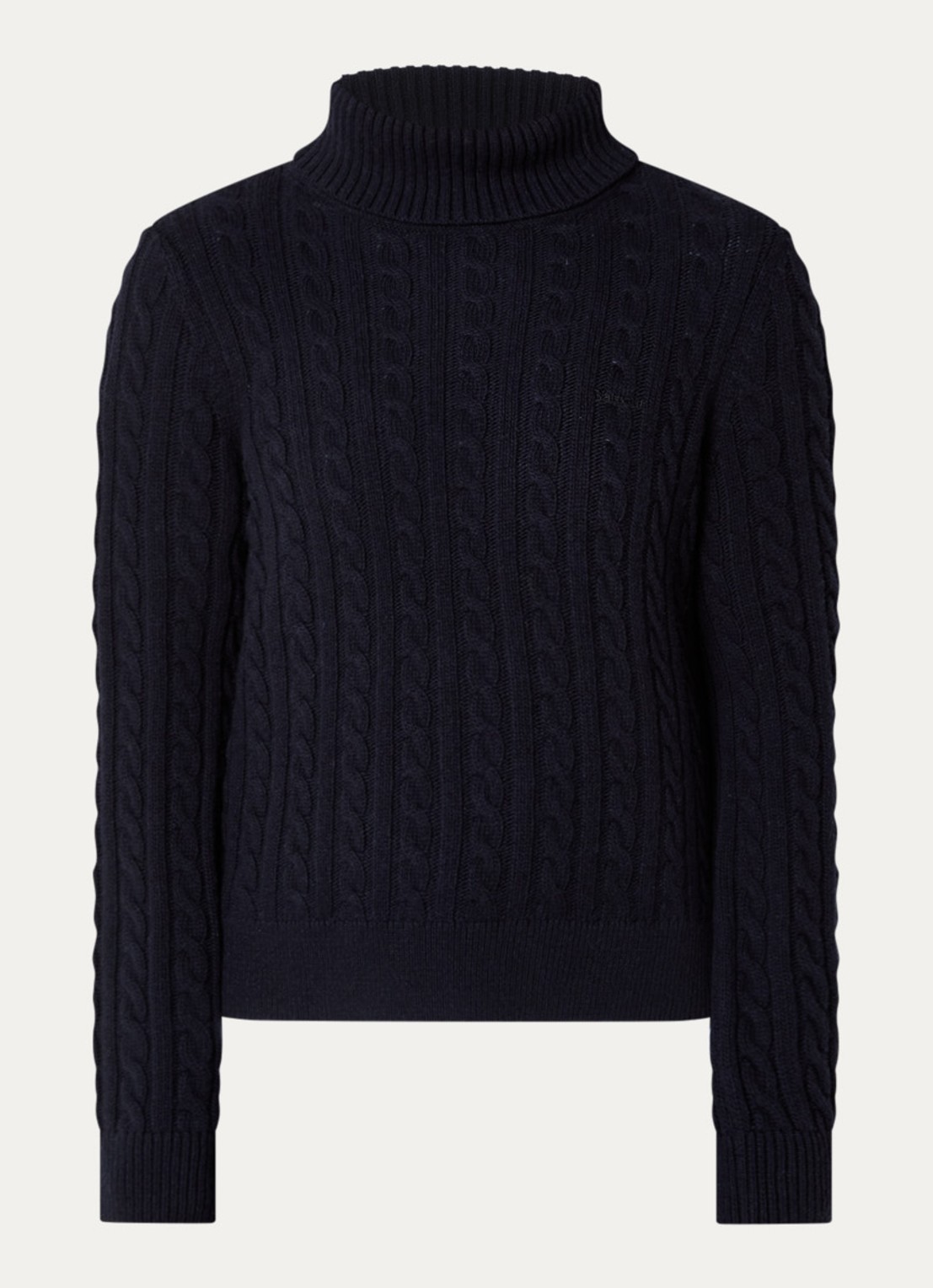 Barbour Ambleside grofgebreide trui met col - voorkant 3 blauw