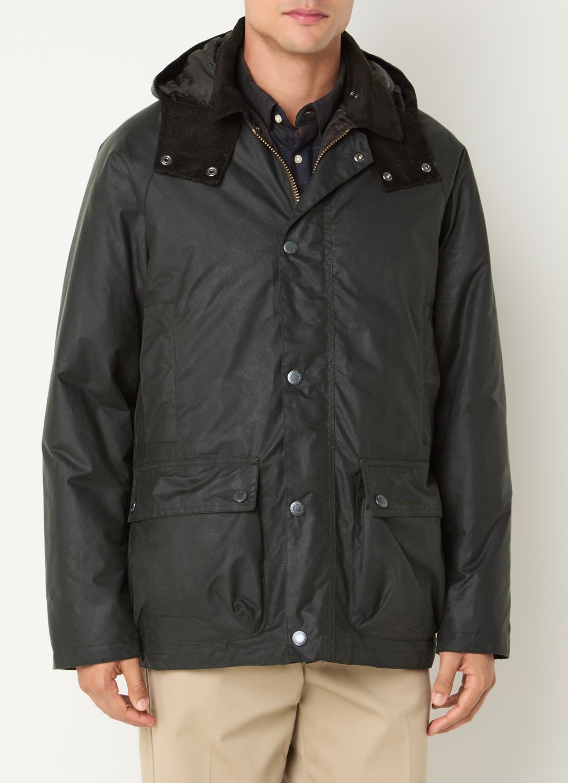 Barbour Beaufort gewatteerde parka met afneembare capuchon en klepzakken - detail 3 groen