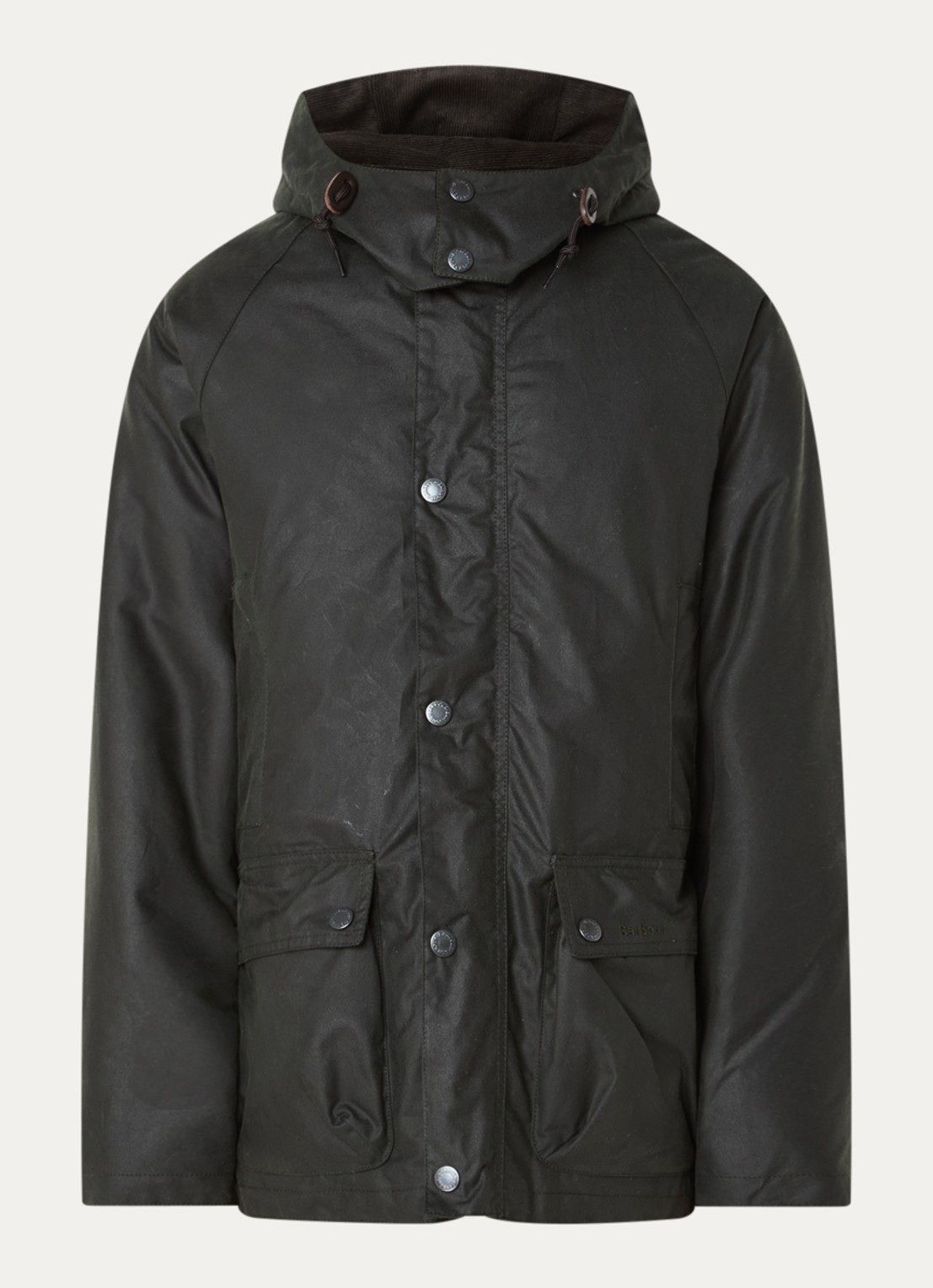 Barbour Beaufort gewatteerde parka met afneembare capuchon en klepzakken - voorkant groen