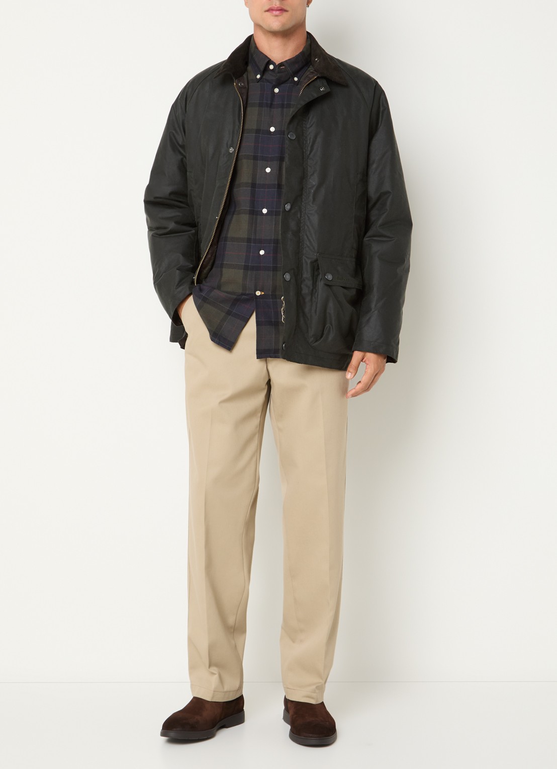 Barbour Beaufort gewatteerde parka met afneembare capuchon en klepzakken - voorkant 2 groen