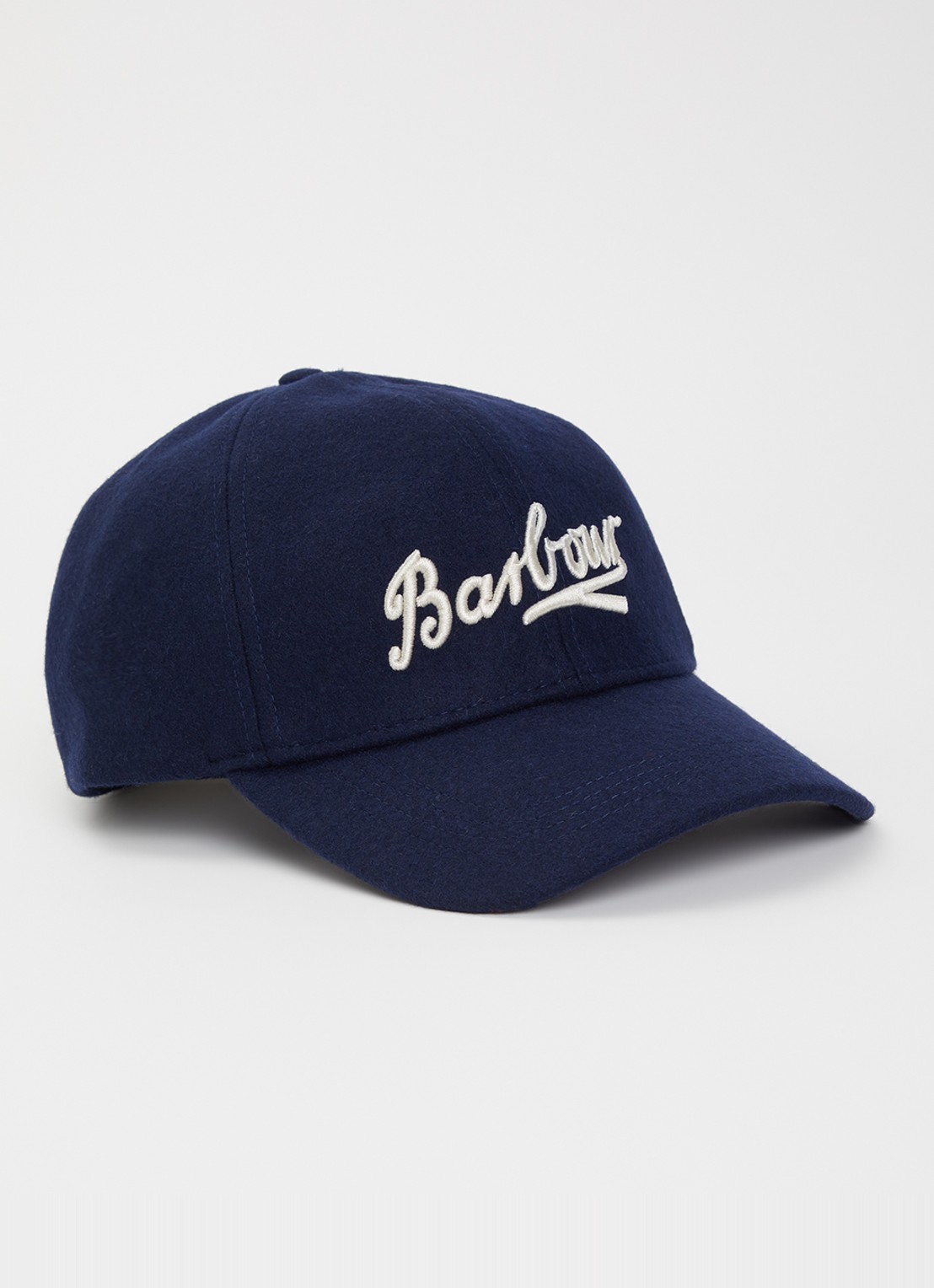Barbour Bowery pet in wolblend met logoborduring - voorkant donkerblauw