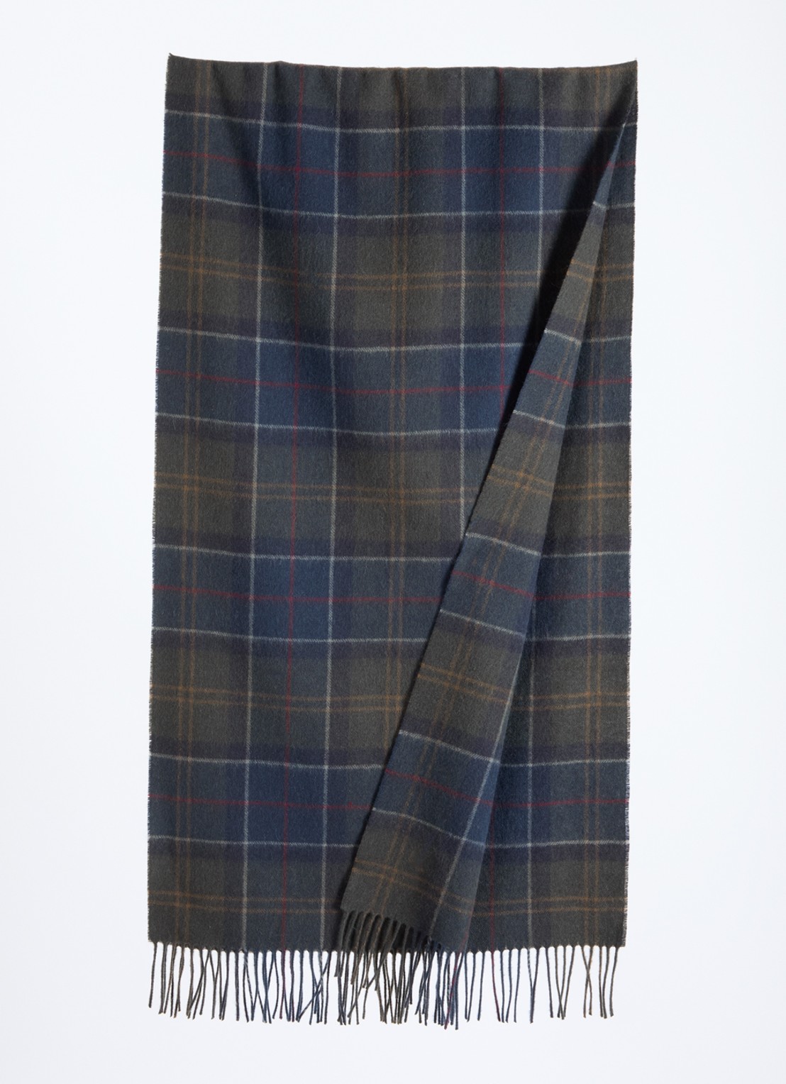 Barbour Braden tartan sjaal van schapenwol met ruitdessin 50 x 190 cm  - detail groen
