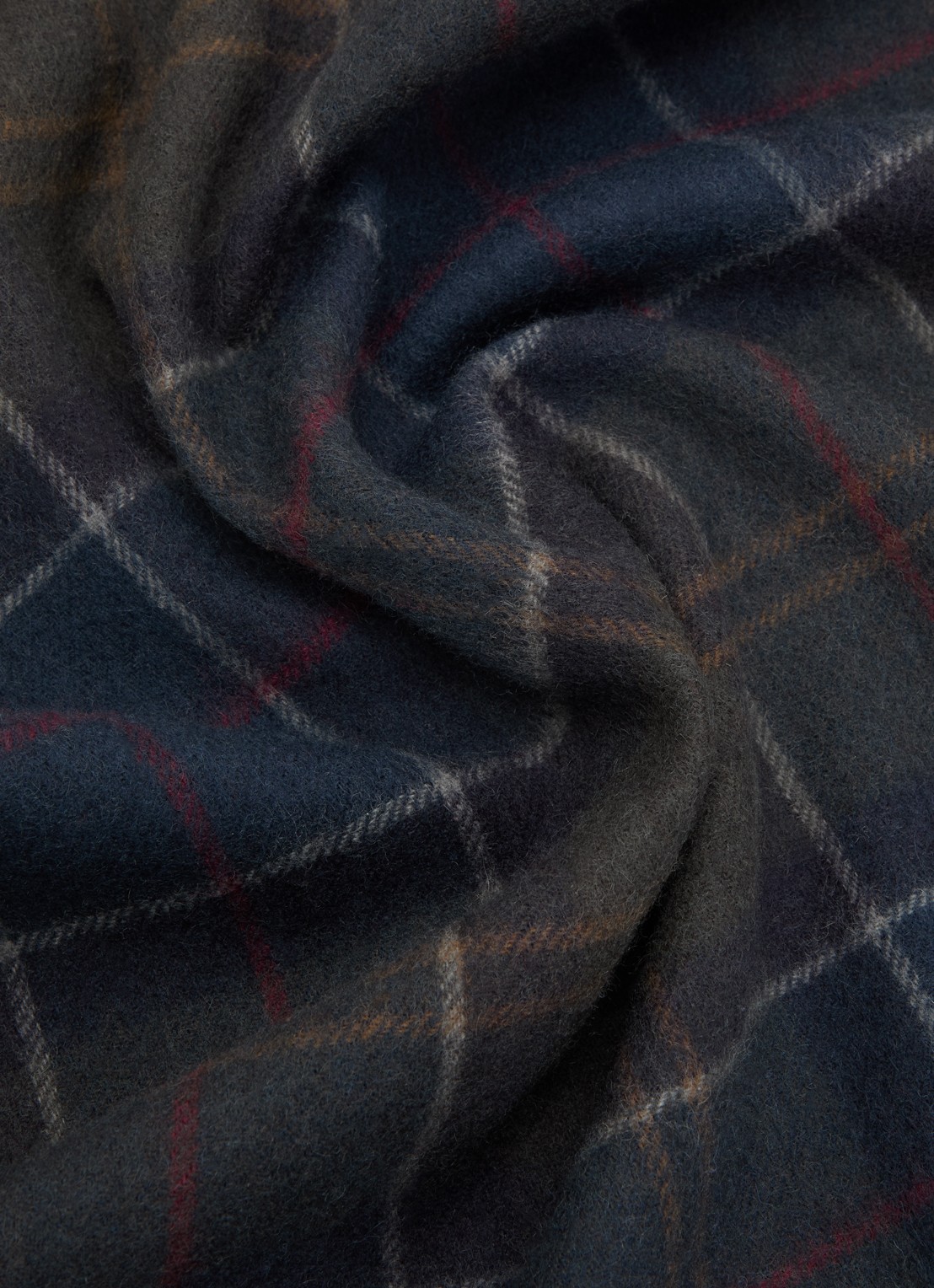 Barbour Braden tartan sjaal van schapenwol met ruitdessin 50 x 190 cm  - detail 2 groen
