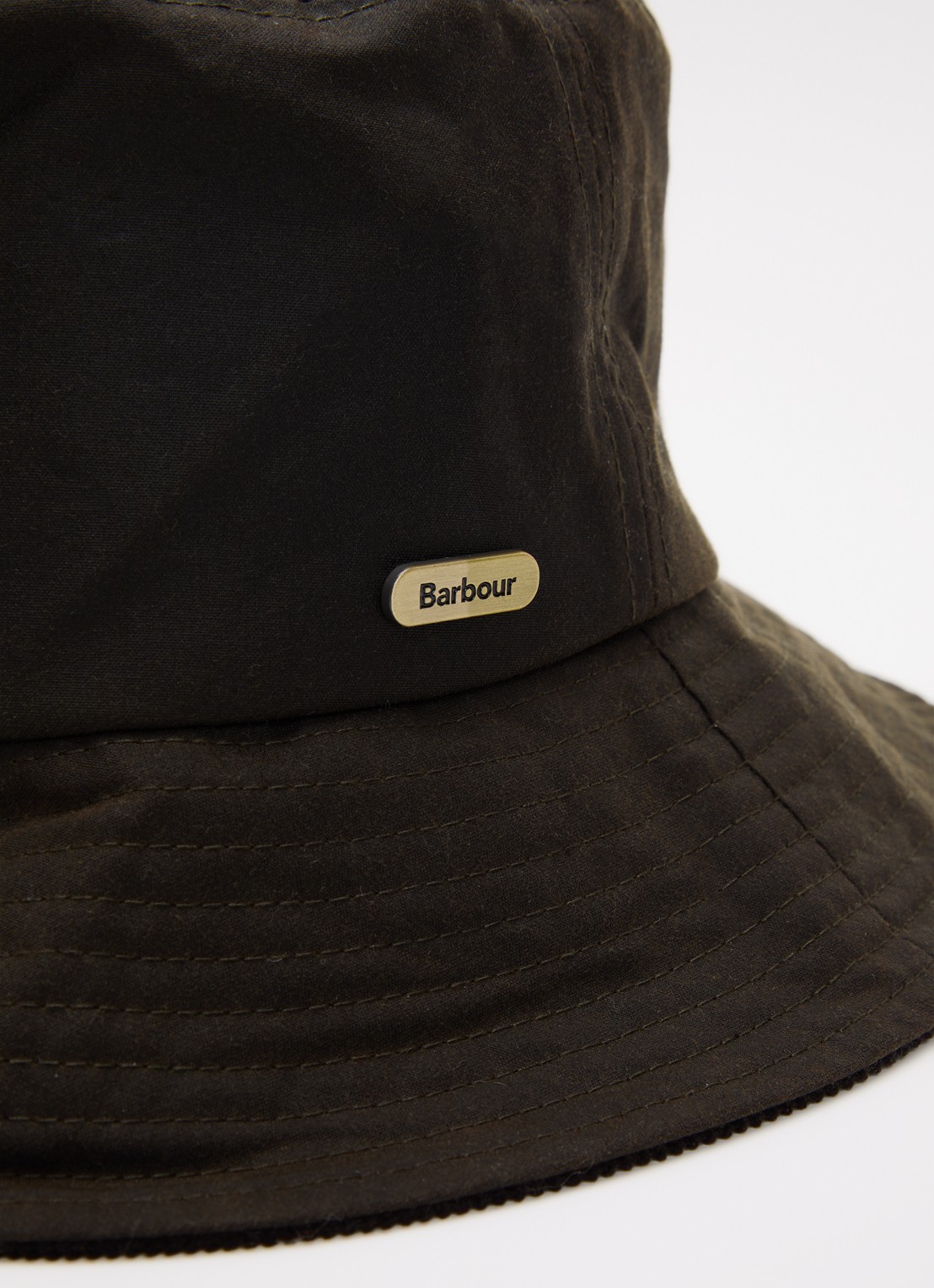 Barbour Delilah bucket hoed met details van corduroy  - detail olijfgroen