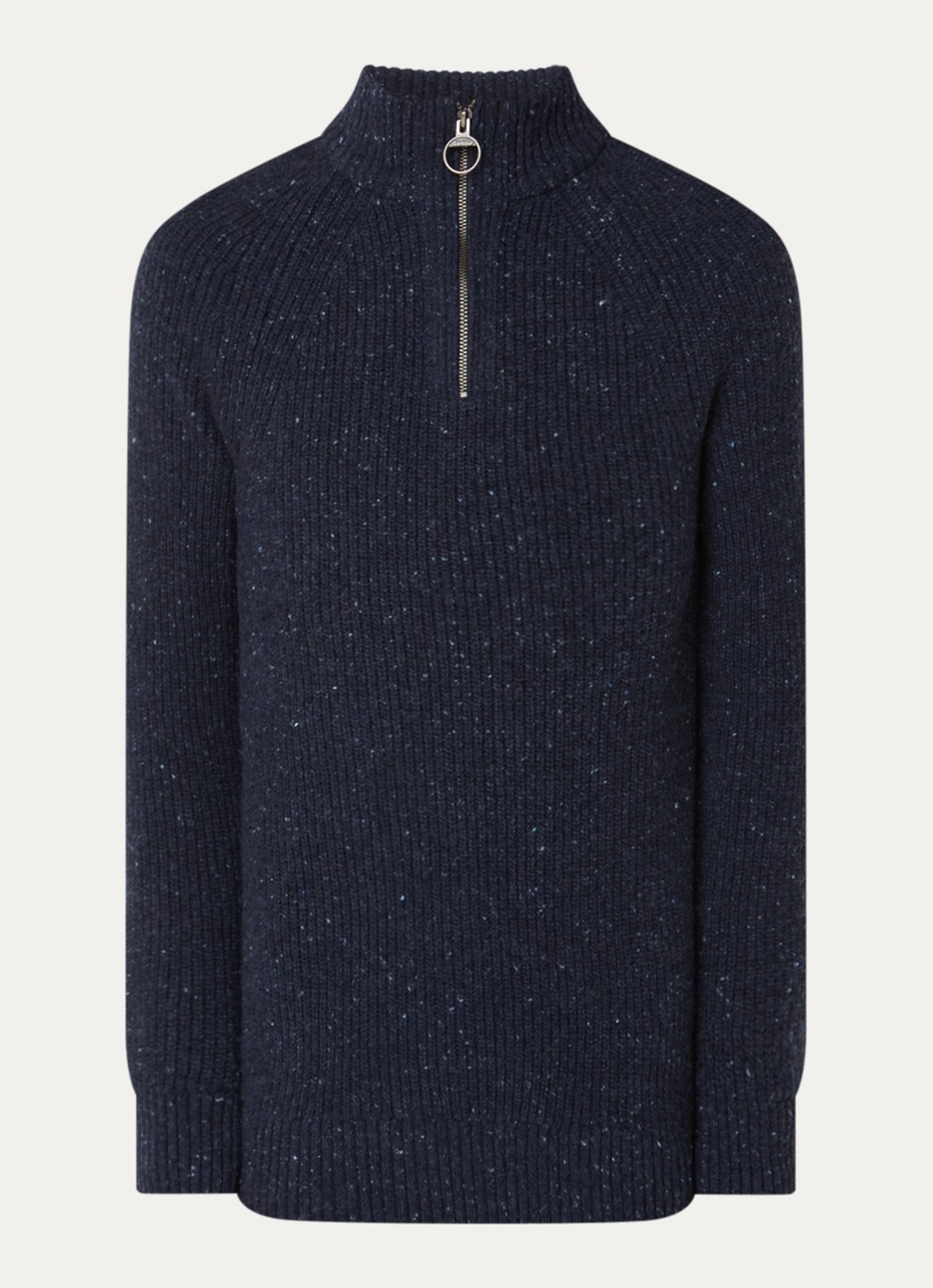 Barbour Essentials grofgebreide trui in wolblend - voorkant donkerblauw