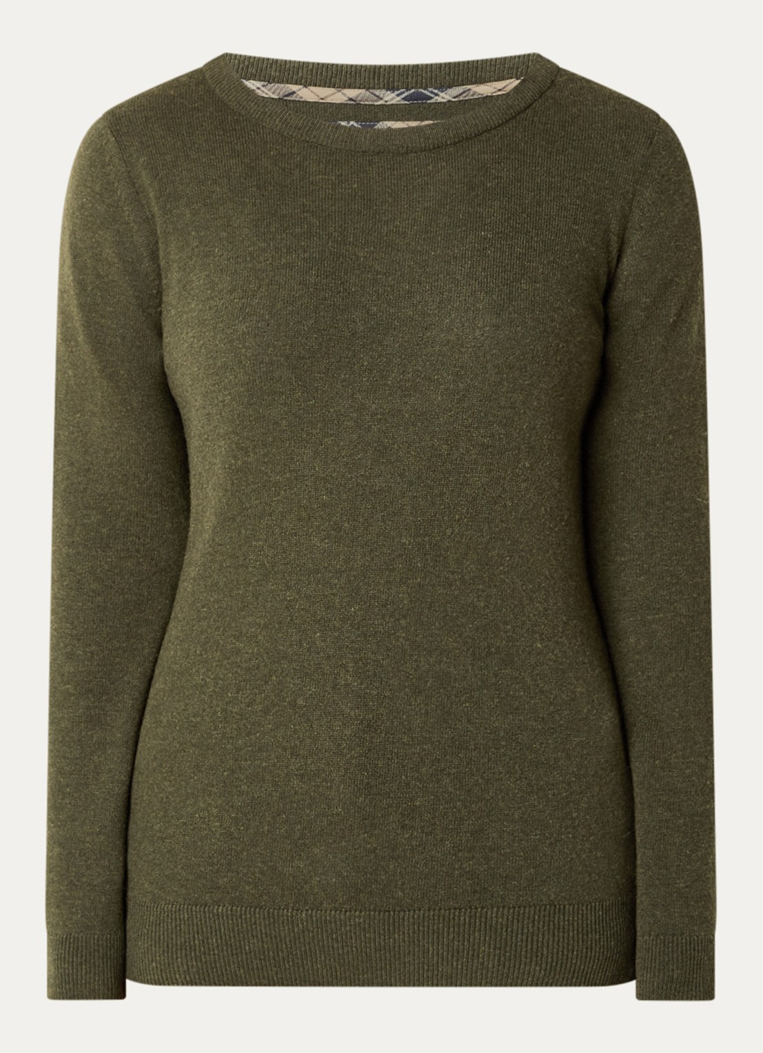 Barbour Fijngebreide pullover - voorkant 3 olijfgroen