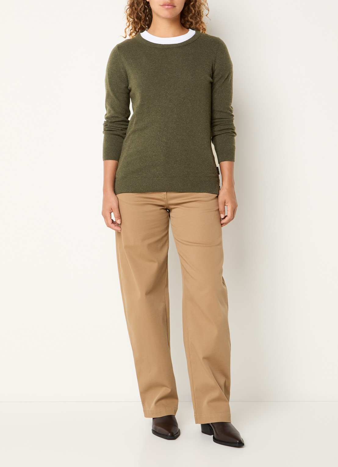Barbour Fijngebreide pullover - voorkant 4 olijfgroen