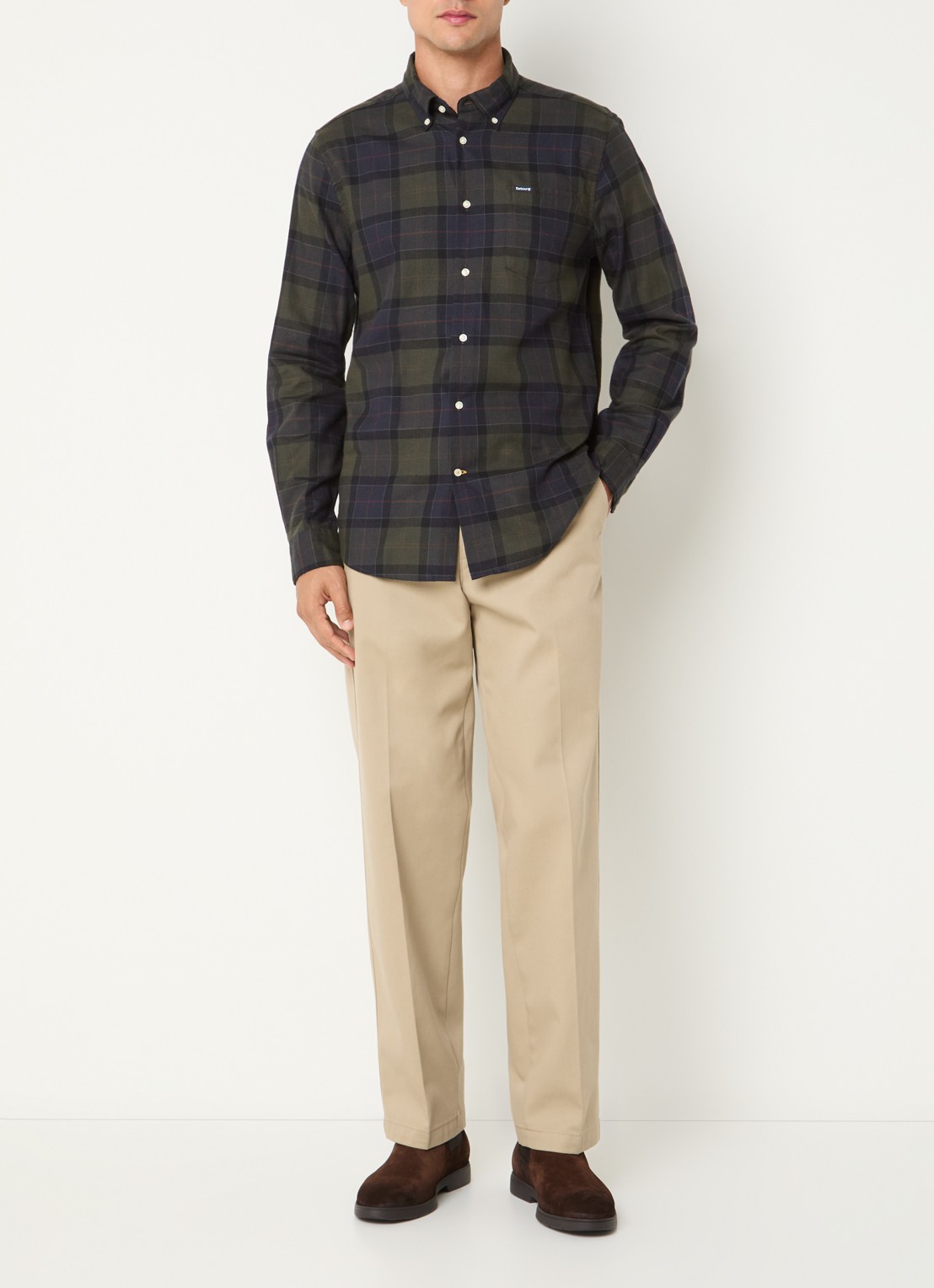 Barbour Fortrose regular fit overhemd met ruitdessin - voorkant 3 groen