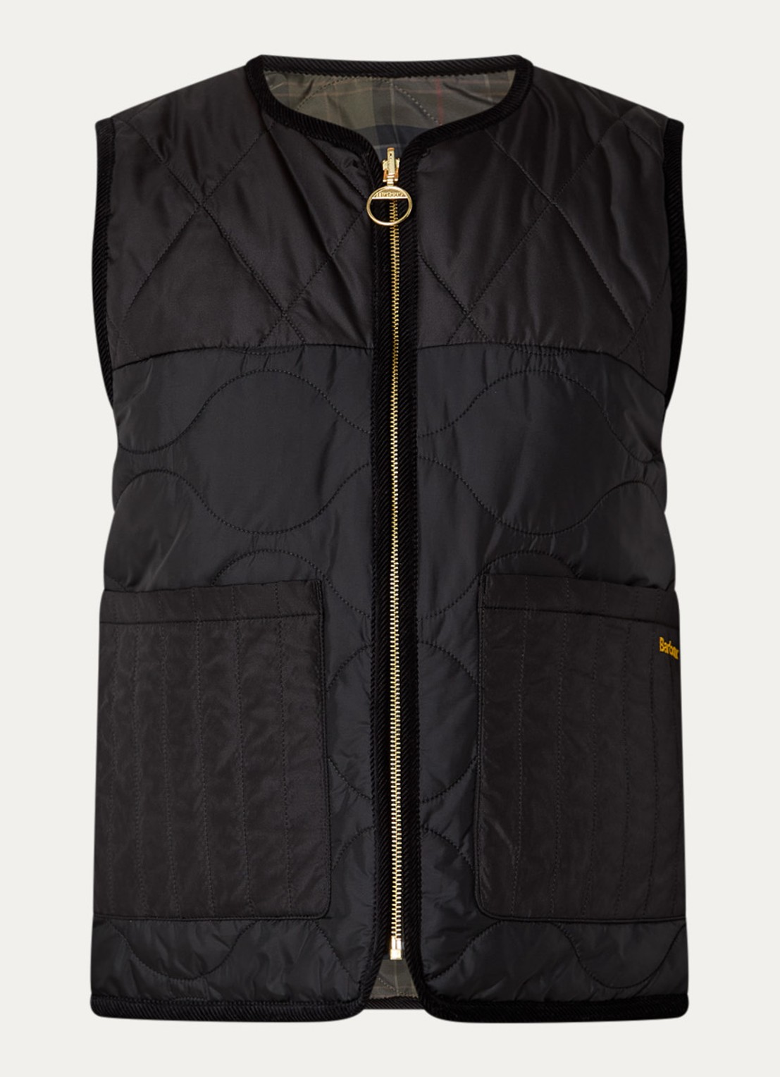 Barbour Gewatteerde bodywarmer met opgestikte zakken - voorkant zwart