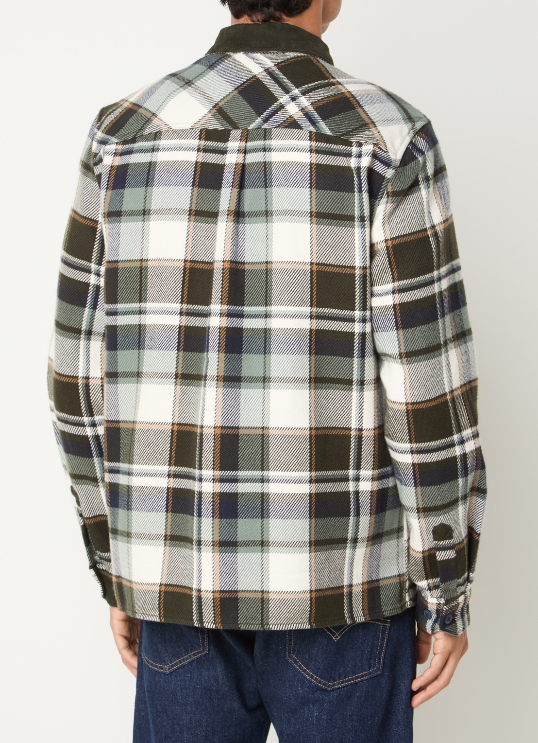 Barbour Grasmoor overshirt met ruitdessin en borstzakken - achterkant 4 olijfgroen