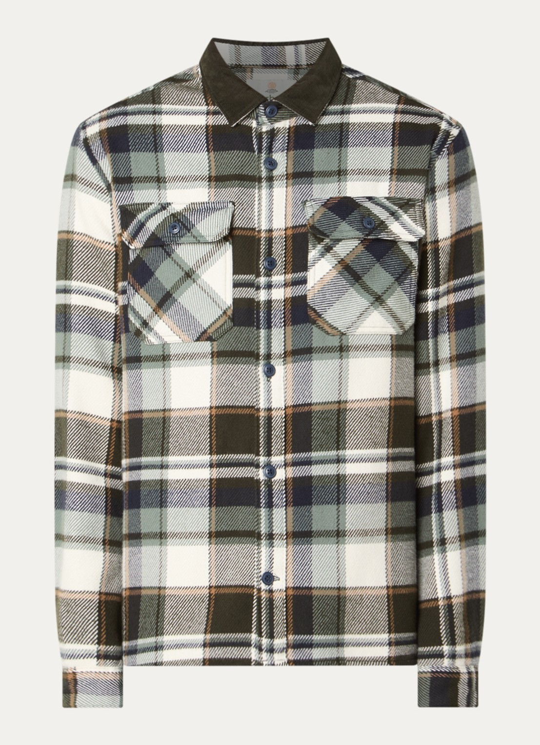 Barbour Grasmoor overshirt met ruitdessin en borstzakken - voorkant olijfgroen