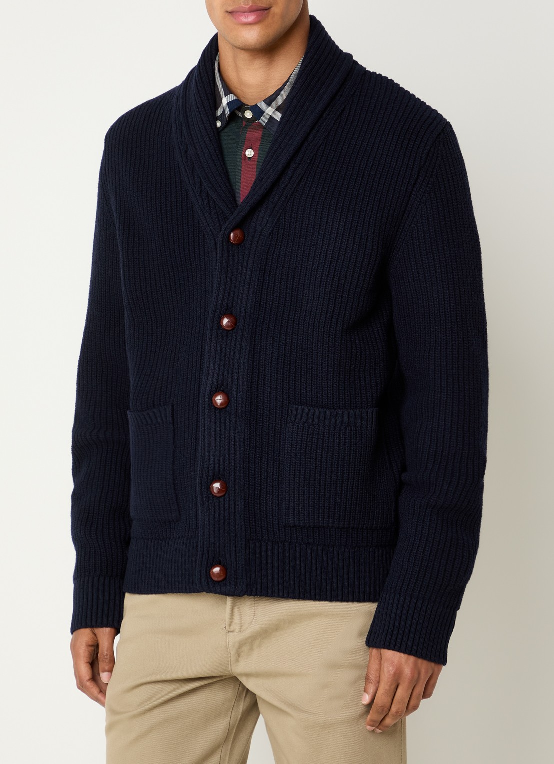 Barbour Grofgebreid vest met opgestikte zakken - detail 3 donkerblauw