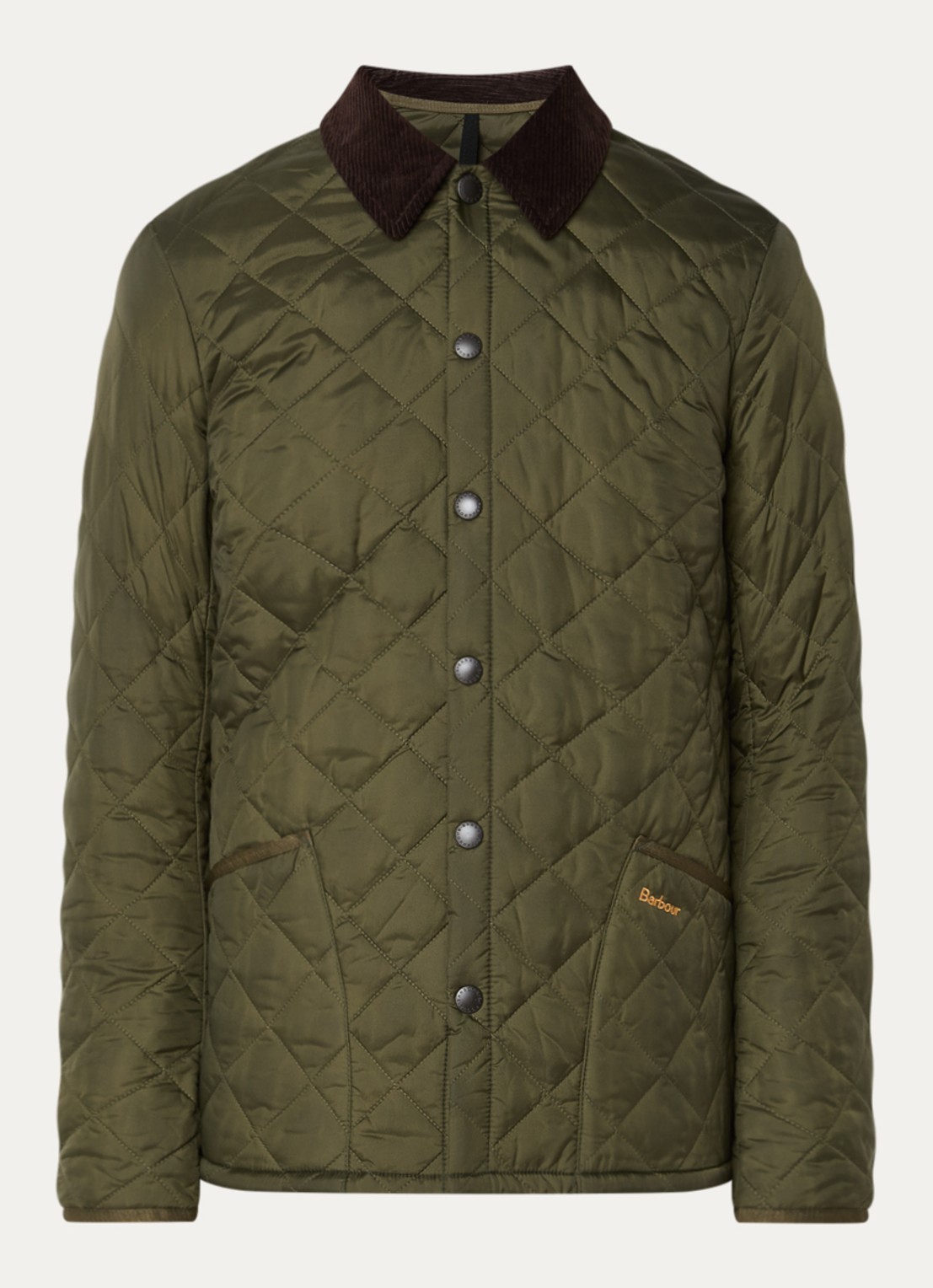 Barbour Heritage Liddesdale barn jack met quilt patroon - voorkant olijfgroen