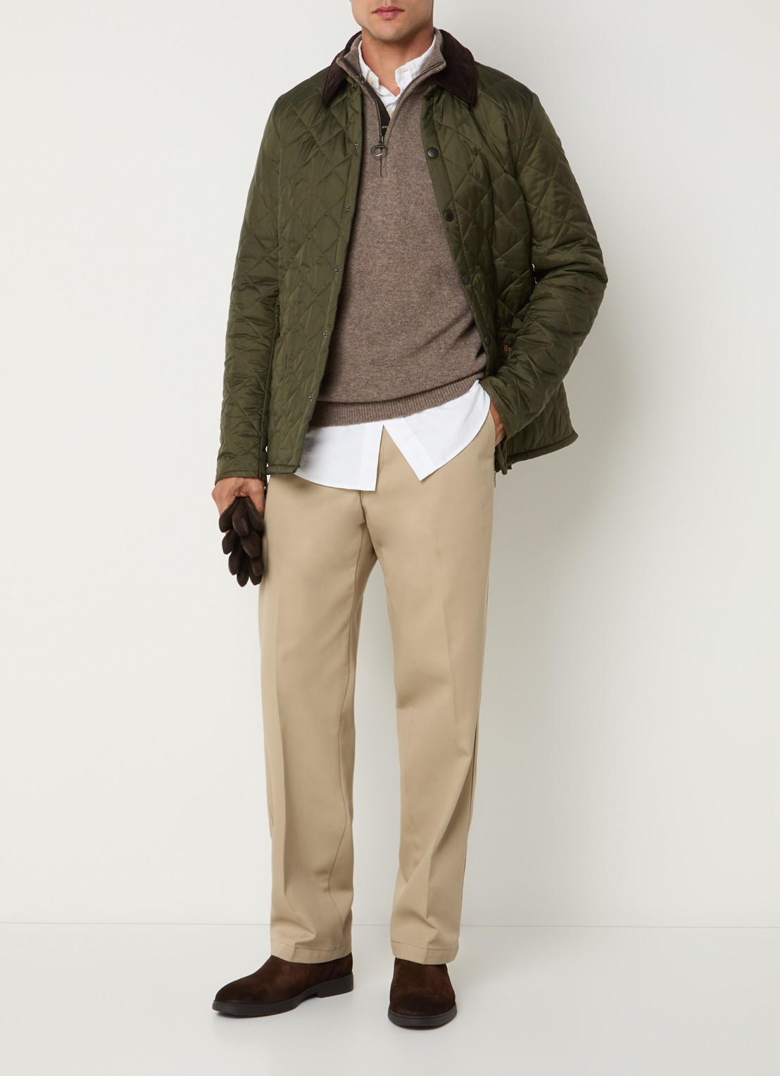 Barbour Heritage Liddesdale barn jack met quilt patroon - voorkant 2 olijfgroen