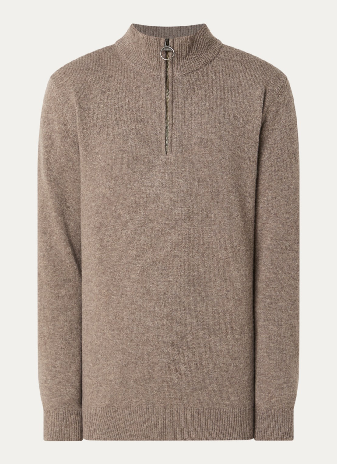 Barbour Holden fijngebreide trui van wol met halve rits - voorkant 3 beige