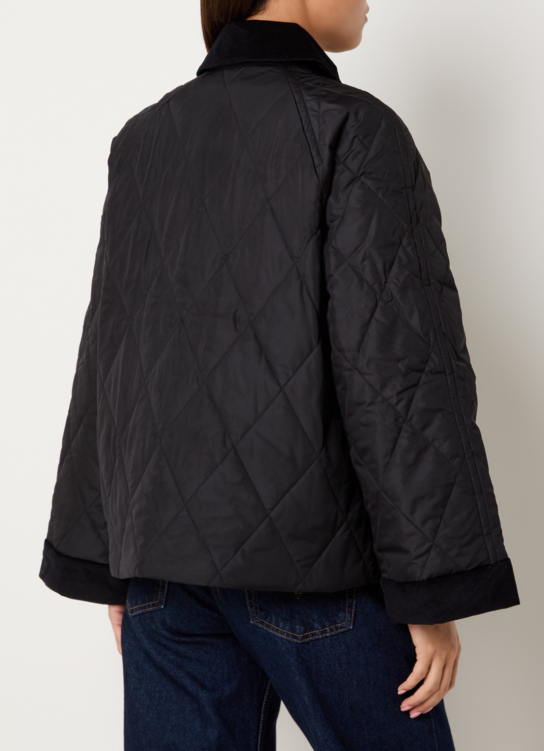 Barbour Kilnwick A-lijn barn jack met quilt patroon - achterkant zwart