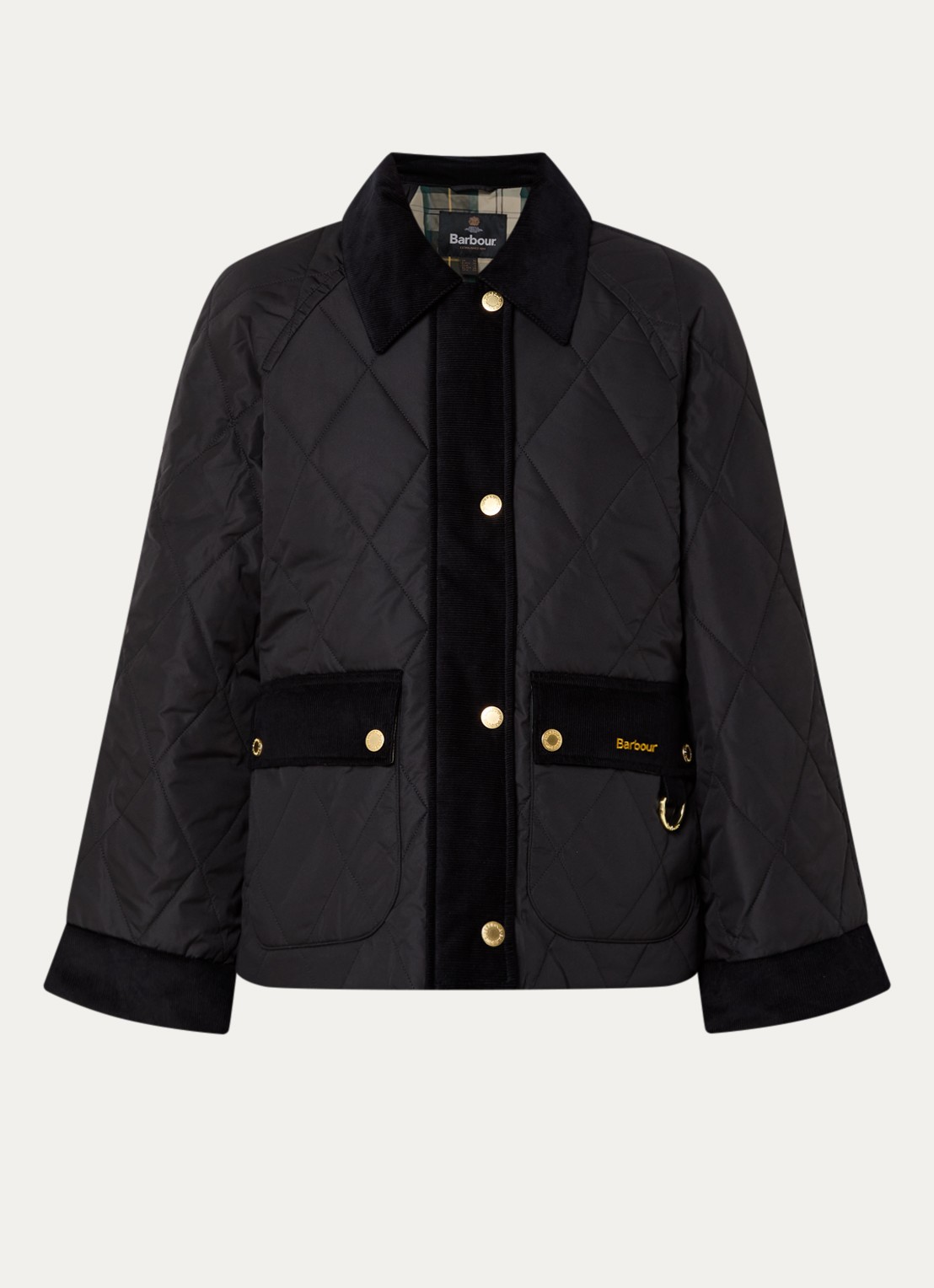 Barbour Kilnwick A-lijn barn jack met quilt patroon - voorkant 2 zwart