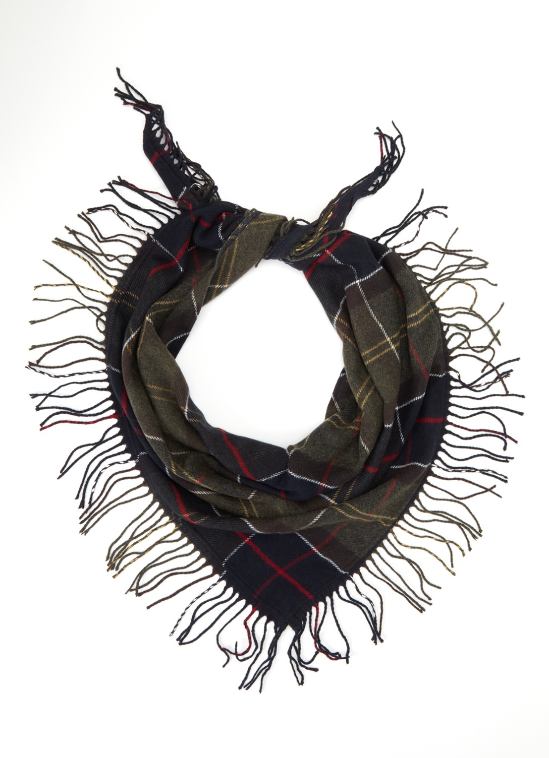 Barbour Kirklees sjaal met ruitdessin 145 x 70 cm - voorkant 2 groen