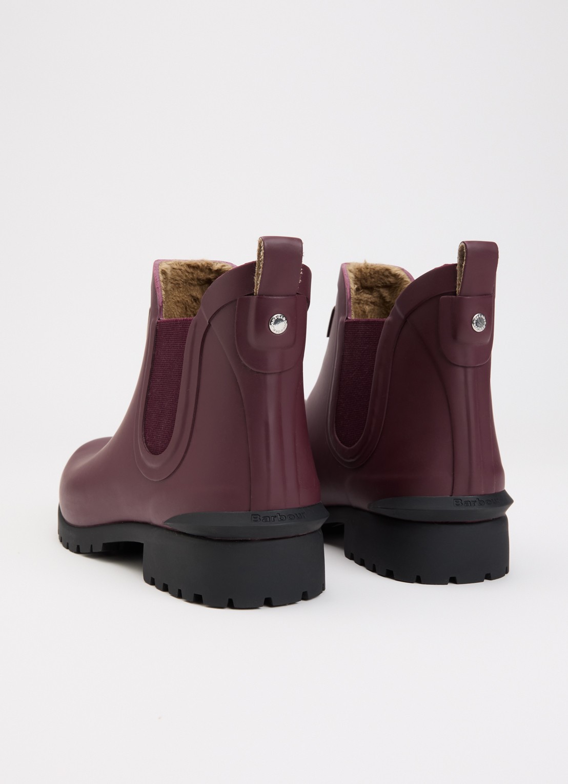 Barbour Kirkton regenlaars met ruitdessin en logo - achterkant 4 bordeauxrood