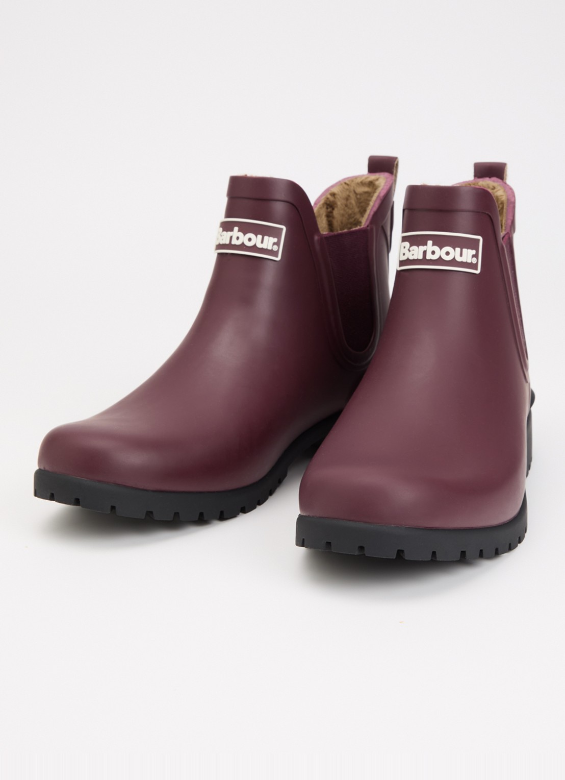Barbour Kirkton regenlaars met ruitdessin en logo - detail 2 bordeauxrood