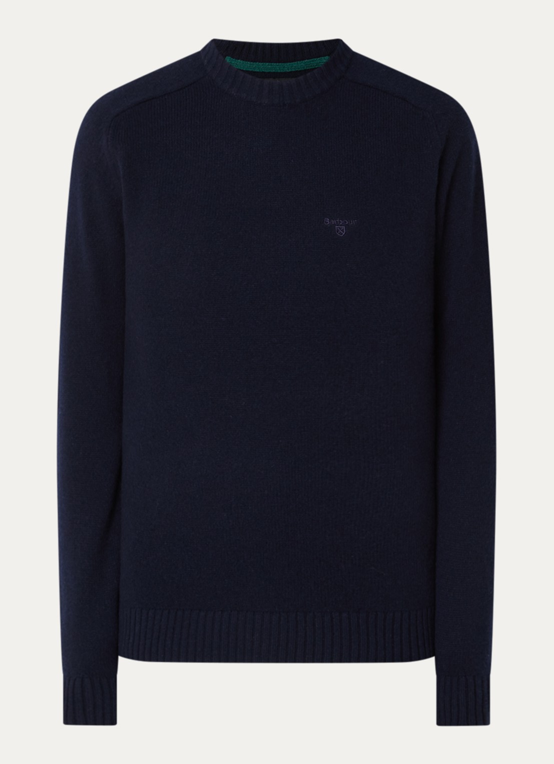Barbour Newton grofgebreide trui van wol - voorkant donkerblauw