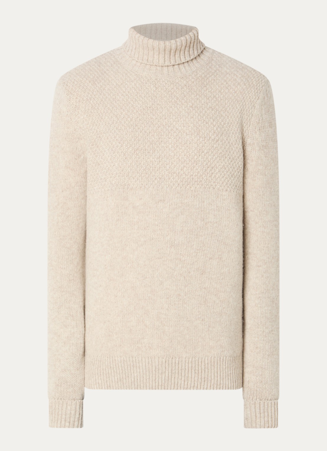 Barbour Northcliffe grofgebreide coltrui van wol - voorkant 3 beige