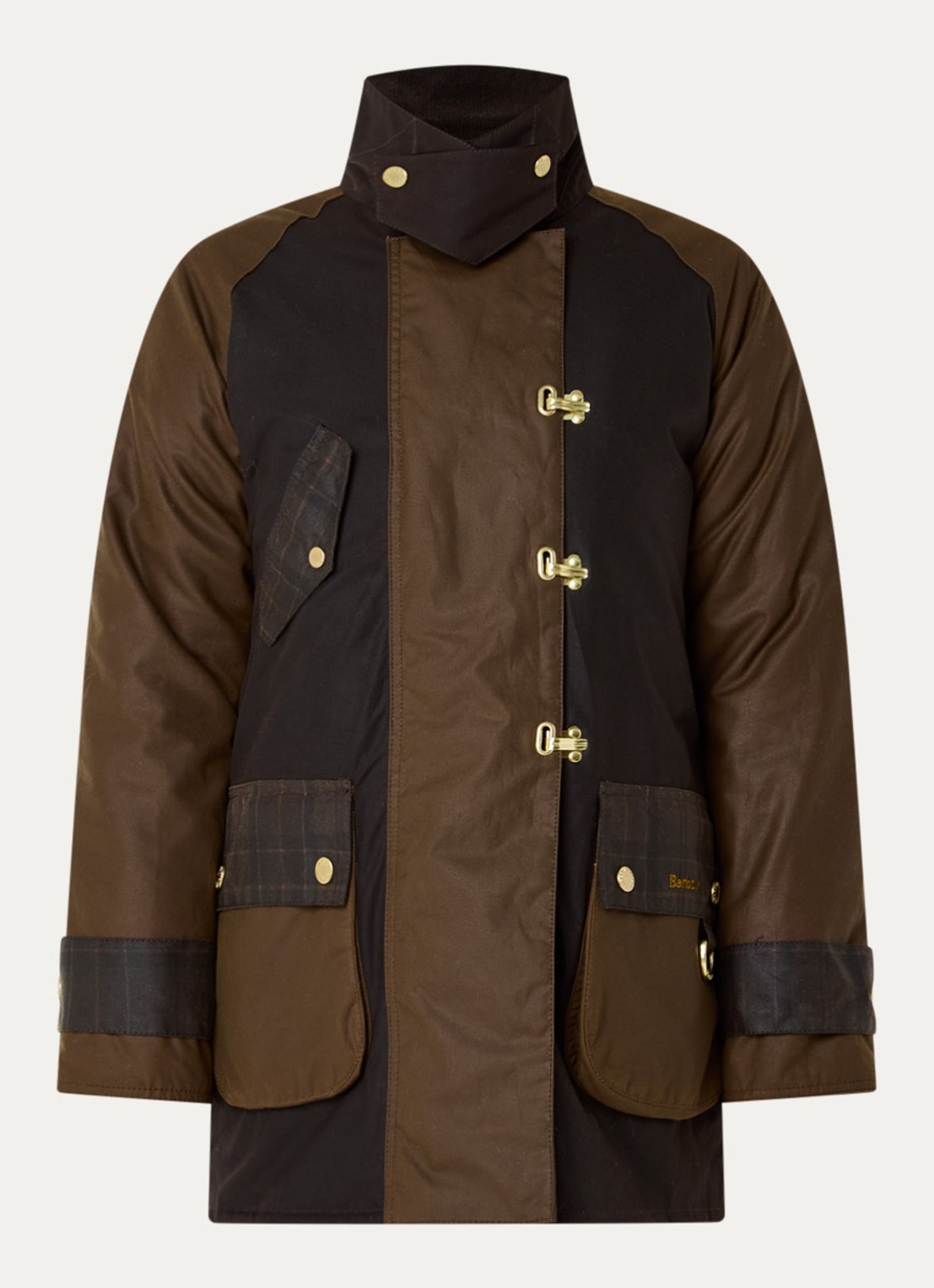 Barbour Parka met klepzakken - voorkant bruin