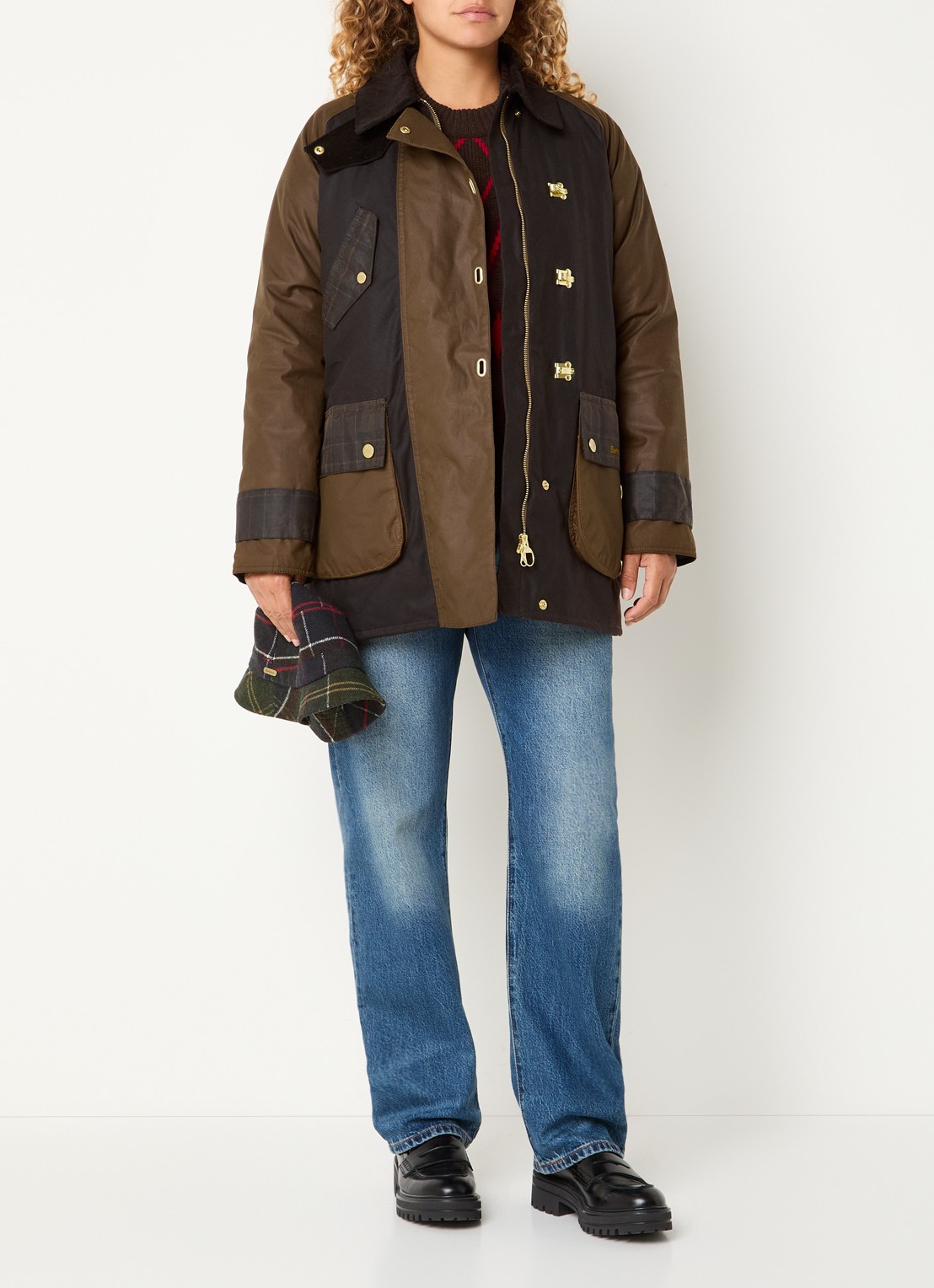 Barbour Parka met klepzakken - voorkant 2 bruin