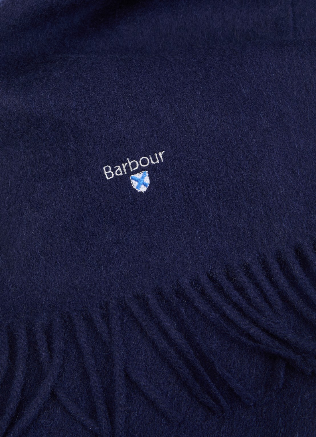 Barbour Sjaal van lamswol 25 x 180 cm  - detail 3 donkerblauw