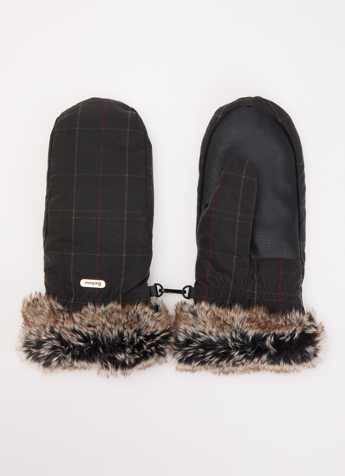 Barbour Tartan wax wanten met ruitdessin  - voorkant groen