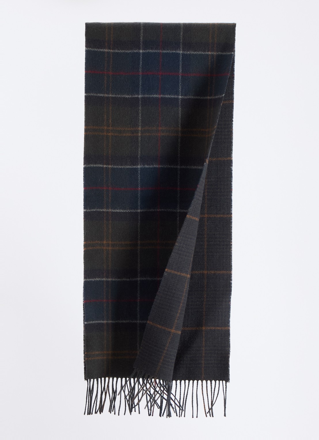 Barbour Taryn reversible sjaal van wol met ruitdessin 34 x 166 cm - detail groen