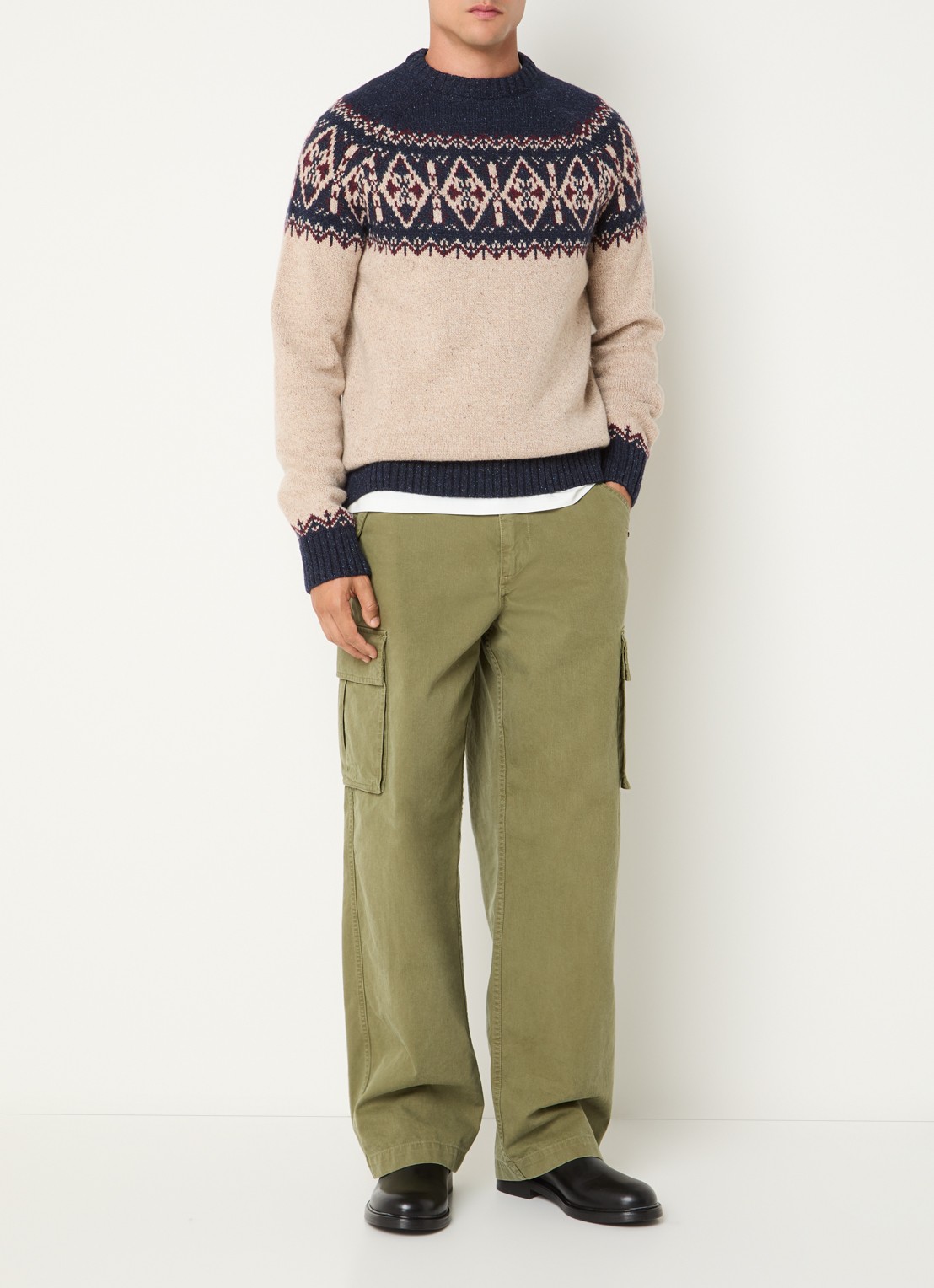 Barbour Tisburry grofgebreide trui in zijdeblend met ingebreid patroon - voorkant 4 donkerblauw