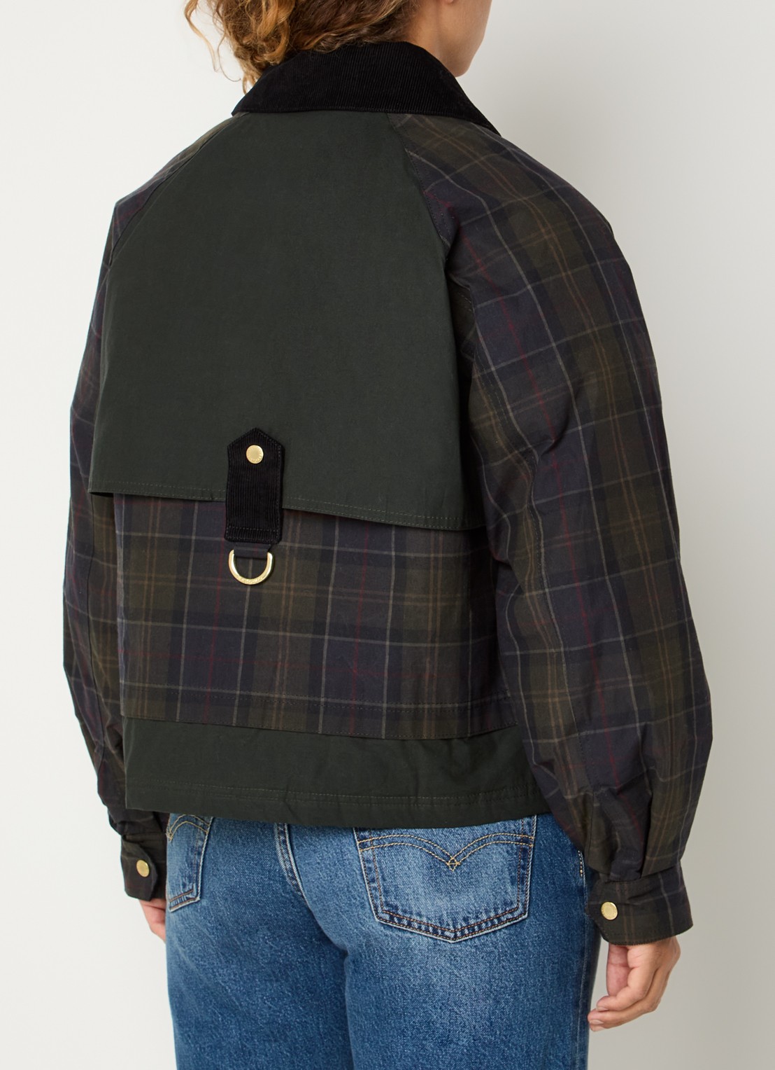 Barbour Truro jack met ruitdessin - achterkant 2 donkerblauw