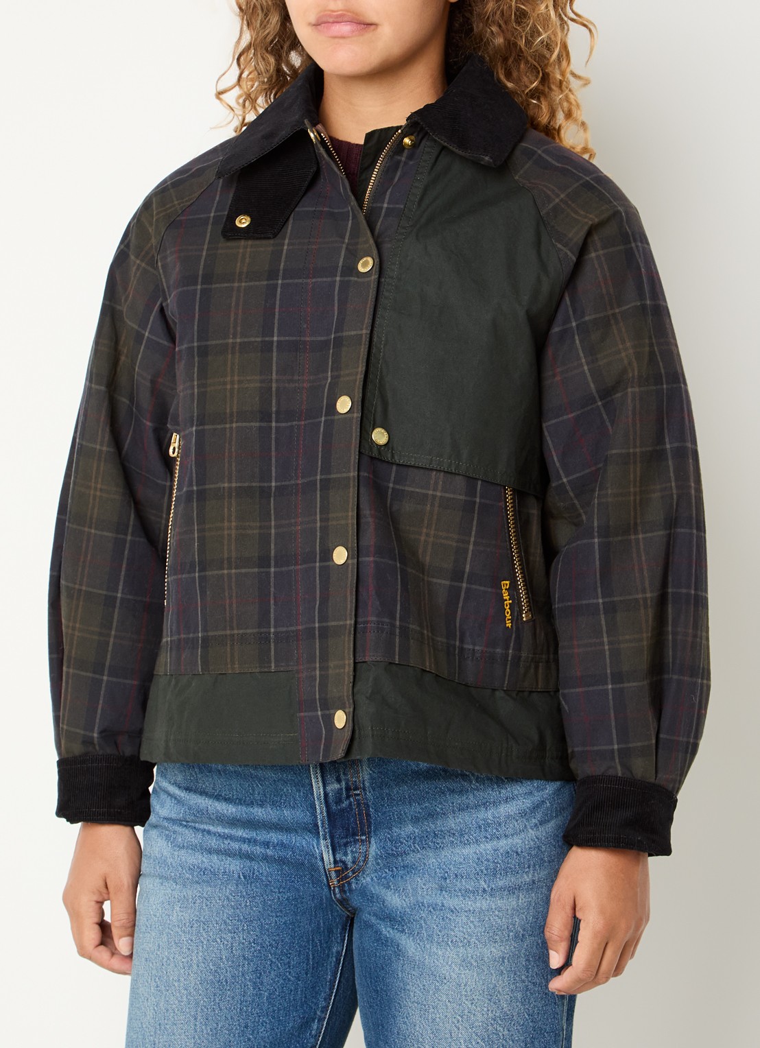 Barbour Truro jack met ruitdessin - detail donkerblauw