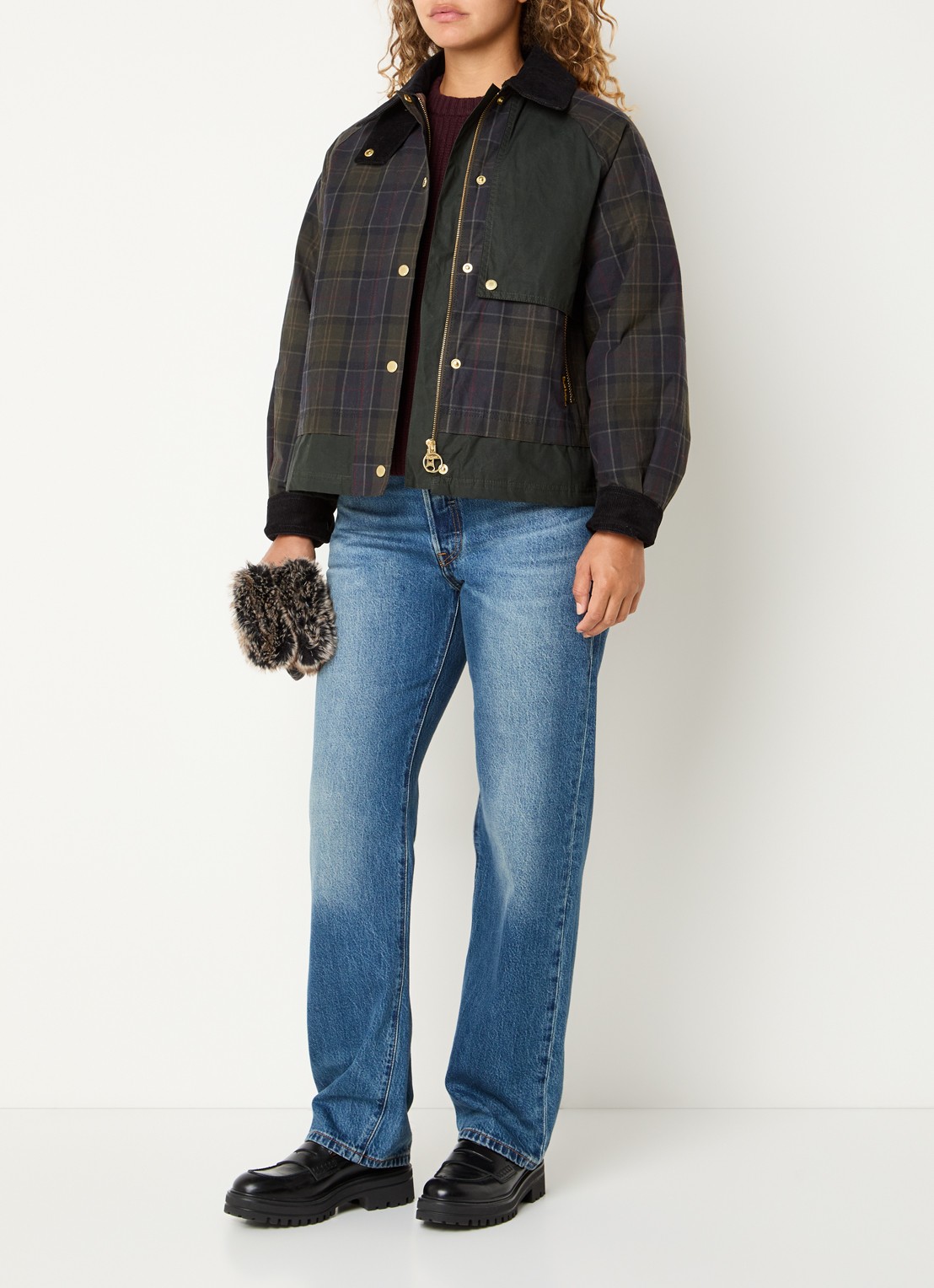 Barbour Truro jack met ruitdessin - voorkant 4 donkerblauw