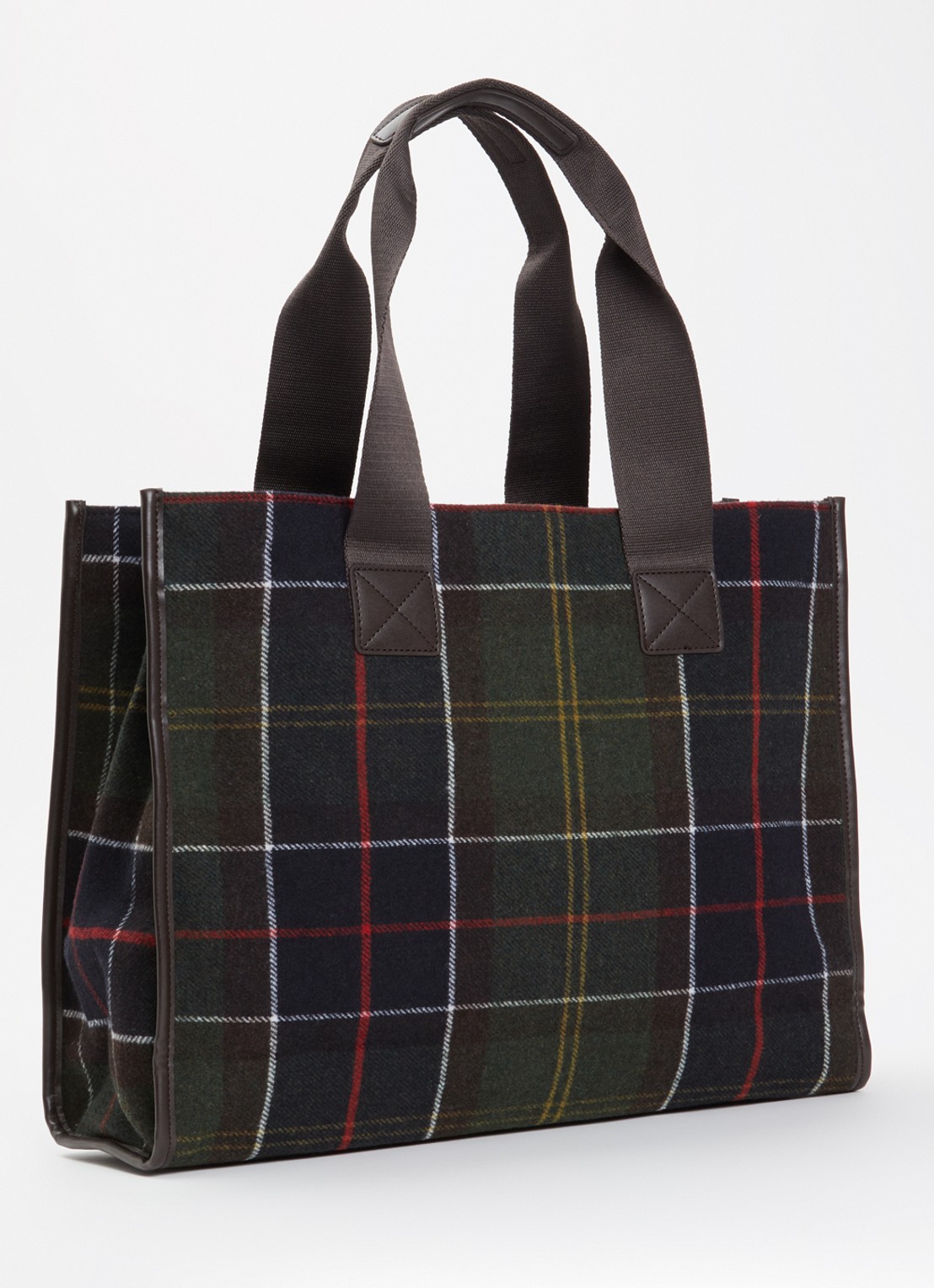 Barbour Turnberry shopper in wolblend met ruitdessin - achterkant 4 groen