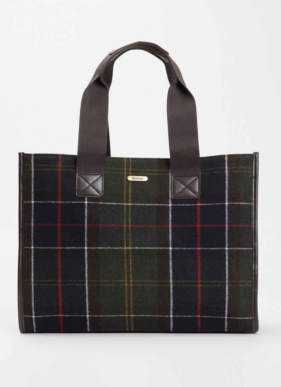 Barbour Turnberry shopper in wolblend met ruitdessin - voorkant 5 groen