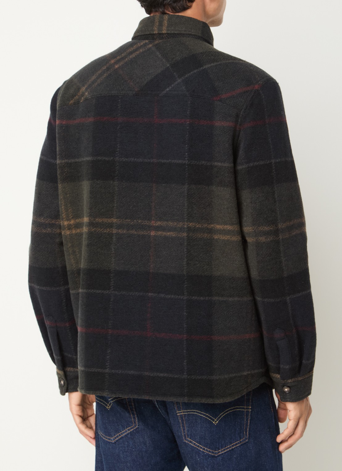 Barbour Woodlane overshirt met ruitdessin en borstzakken - achterkant 2 zwart