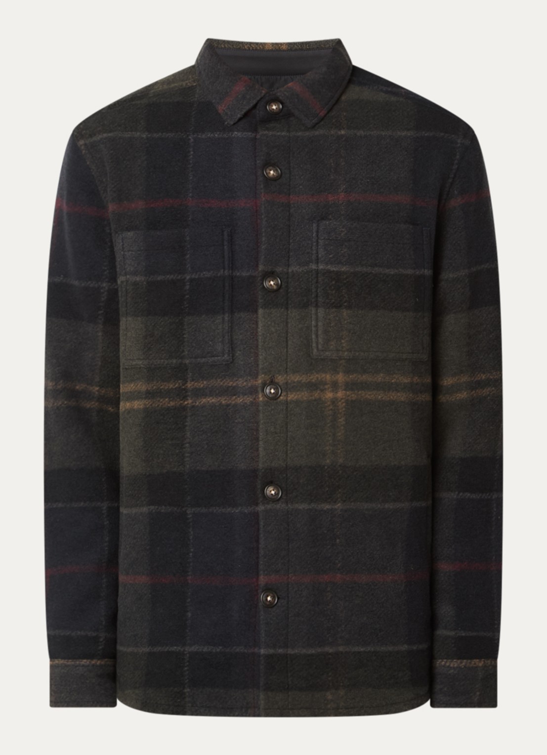Barbour Woodlane overshirt met ruitdessin en borstzakken - voorkant 3 zwart
