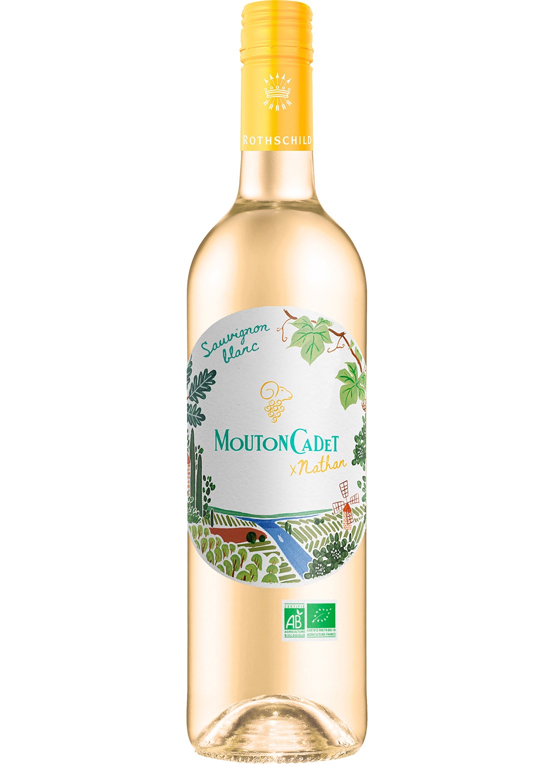 Baron Philippe de Rothschild Mouton Cadet, Blanc Bio X Nathan witte wijn 750 ml - voorkant undefined