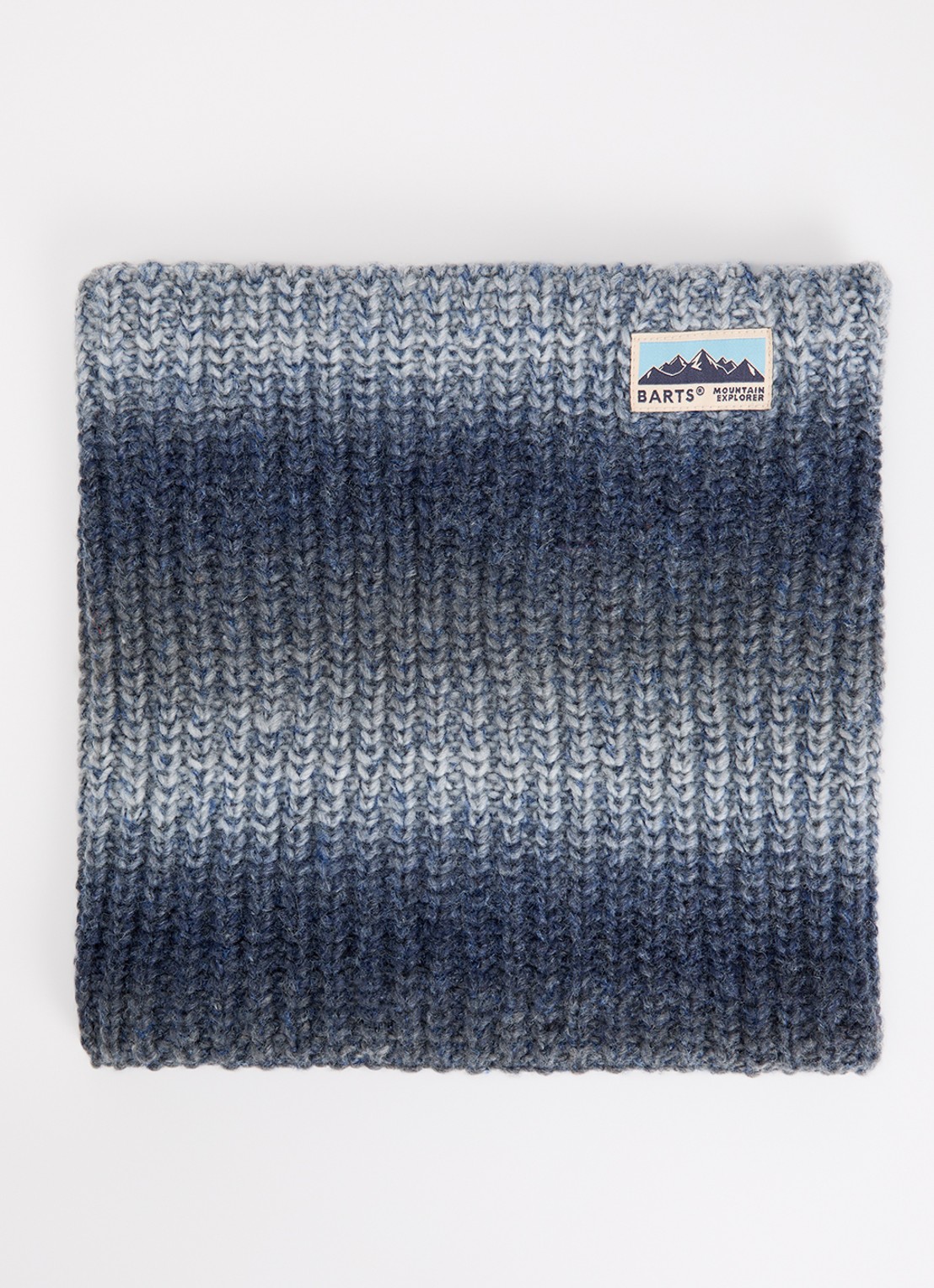 Barts Annag grofgebreide colsjaal in wolblend met logo - voorkant donkerblauw