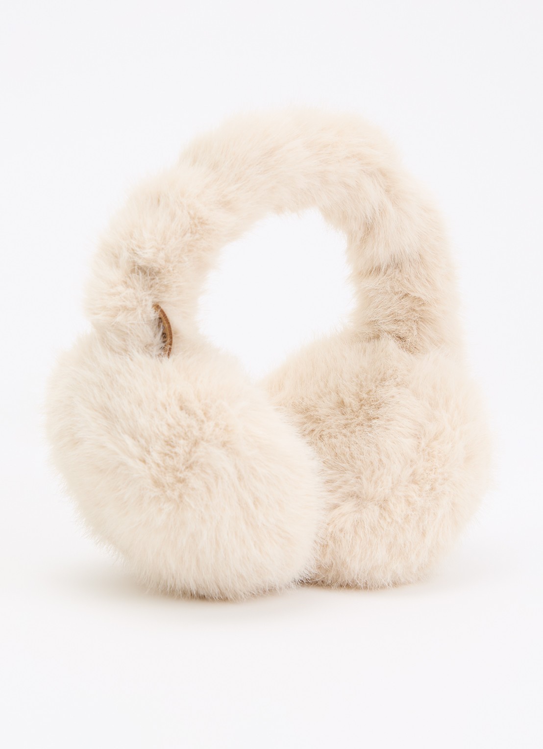 Barts Big Fur oorwarmers van imitatiebont - voorkant beige