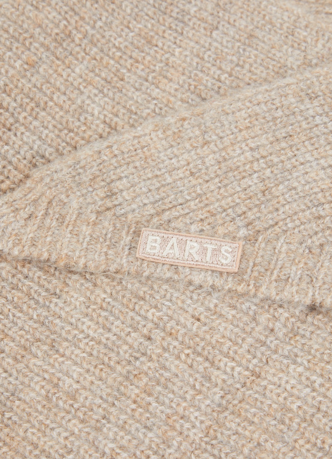 Barts Darty ribgebreide sjaal in wolblend 100 x 40 cm - detail taupe