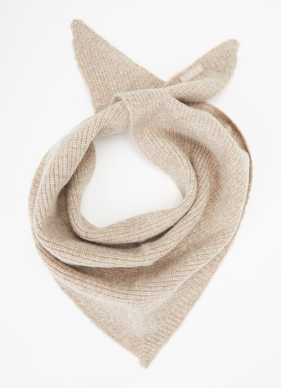 Barts Darty ribgebreide sjaal in wolblend 100 x 40 cm - voorkant 2 taupe